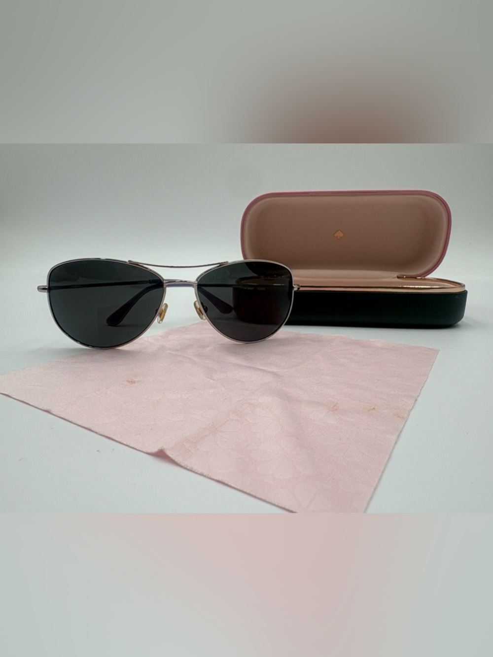 Kate Spade ALLY P/S YB7P Polarized Aviator Sunglasses Silver Gray 60-15-135
